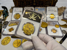 Load image into Gallery viewer, PERU 8 ESCUDOS 1705 NGC AU DETAILS PIRATE GOLD COINS DOUBLOON TREASURE