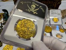 Load image into Gallery viewer, PERU 8 ESCUDOS 1705 NGC AU DETAILS PIRATE GOLD COINS DOUBLOON TREASURE