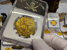 Load image into Gallery viewer, PERU 8 ESCUDOS 1705 NGC AU DETAILS PIRATE GOLD COINS DOUBLOON TREASURE