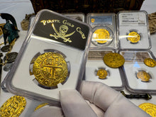 Load image into Gallery viewer, PERU 8 ESCUDOS 1705 NGC AU DETAILS PIRATE GOLD COINS DOUBLOON TREASURE