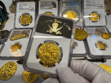 Load image into Gallery viewer, PERU 8 ESCUDOS 1705 NGC AU DETAILS PIRATE GOLD COINS DOUBLOON TREASURE