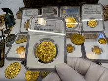 Load image into Gallery viewer, PERU 8 ESCUDOS 1705 NGC AU DETAILS PIRATE GOLD COINS DOUBLOON TREASURE