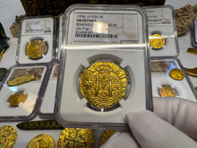 Load image into Gallery viewer, PERU 8 ESCUDOS 1705 NGC AU DETAILS PIRATE GOLD COINS DOUBLOON TREASURE