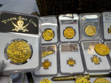 Load image into Gallery viewer, PERU 8 ESCUDOS 1705 NGC AU DETAILS PIRATE GOLD COINS DOUBLOON TREASURE