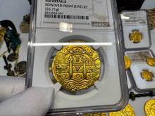 Load image into Gallery viewer, PERU 8 ESCUDOS 1705 NGC AU DETAILS PIRATE GOLD COINS DOUBLOON TREASURE