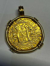 Load image into Gallery viewer, PERU 8 ESCUDOS 1712 PIRATE GOLD COIN 1715 FLEET REASURE JEWELRY NECKLACE PENDANT