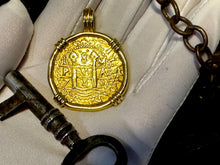 Load image into Gallery viewer, PERU 8 ESCUDOS 1712 PIRATE GOLD COIN 1715 FLEET REASURE JEWELRY NECKLACE PENDANT