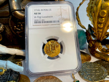 Load image into Gallery viewer, UNIQUE ERROR &quot;LOOSDRECHT SHIPWRECK&quot; PERU 2 ESCUDOS 1716 NGC 58 PIRATE GOLD COINS