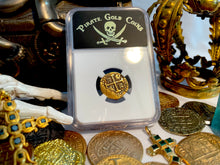 Load image into Gallery viewer, UNIQUE ERROR &quot;LOOSDRECHT SHIPWRECK&quot; PERU 2 ESCUDOS 1716 NGC 58 PIRATE GOLD COINS