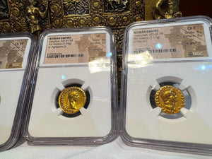 ROMAN EMPIRE "VESPASIAN" 69AD AUREUS NGC CH F 5X3 ANCIENT GOLD COINS CAESAR