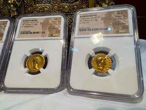 ROMAN EMPIRE "VESPASIAN" 69AD AUREUS NGC CH F 5X3 ANCIENT GOLD COINS CAESAR