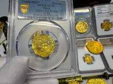 Load image into Gallery viewer, SPAIN 1 ESCUDO PCGS 55 &quot;CARLOS &amp; JOHANNA&quot; 1543-55 PIRATE GOLD COINS TREASURE