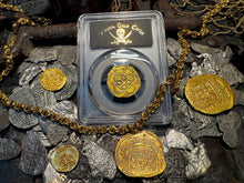 Load image into Gallery viewer, SPAIN 2 ESCUDOS 1566-87 PHILIP II PCGS 55 PIRATE GOLD COINS TREASURE DOUBLOON