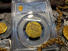 Load image into Gallery viewer, SPAIN 2 ESCUDOS 1566-87 PHILIP II PCGS 55 PIRATE GOLD COINS TREASURE DOUBLOON