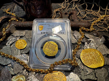 Load image into Gallery viewer, SPAIN 2 ESCUDOS 1566-87 PHILIP II PCGS 55 PIRATE GOLD COINS TREASURE DOUBLOON