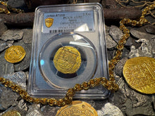 Load image into Gallery viewer, SPAIN 2 ESCUDOS 1566-87 PHILIP II PCGS 55 PIRATE GOLD COINS TREASURE DOUBLOON