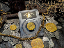 Load image into Gallery viewer, SPAIN 2 ESCUDOS 1566-87 PHILIP II PCGS 55 PIRATE GOLD COINS TREASURE DOUBLOON