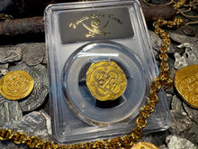 Load image into Gallery viewer, SPAIN 2 ESCUDOS 1566-87 PHILIP II PCGS 55 PIRATE GOLD COINS TREASURE DOUBLOON