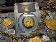 Load image into Gallery viewer, SPAIN 2 ESCUDOS 1566-87 PHILIP II PCGS 55 PIRATE GOLD COINS TREASURE DOUBLOON