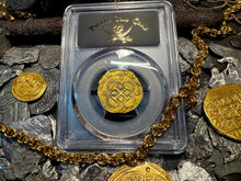 Load image into Gallery viewer, SPAIN 2 ESCUDOS 1566-87 PHILIP II PCGS 55 PIRATE GOLD COINS TREASURE DOUBLOON