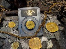 Load image into Gallery viewer, SPAIN 2 ESCUDOS 1566-87 PHILIP II PCGS 55 PIRATE GOLD COINS TREASURE DOUBLOON