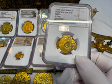 Load image into Gallery viewer, SPAIN 2 ESCUDOS 1598-1665 PHILIP III/ PHILIP IV NGC53 PIRATE GOLD COINS TREASURE