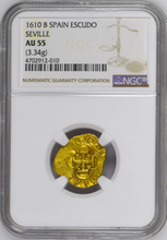 Load image into Gallery viewer, SPAIN 1 ESCUDO 1610 (ATOCHA ERA)  FULL 4 DIGIT DATE NGC 55