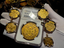 Load image into Gallery viewer, SPAIN 1709/8 PHILIP V 8 ESCUDOS NGC 55 PIRATE GOLD COINS TREASURE DOUBLOON LOOT