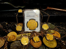 Load image into Gallery viewer, SPAIN 1709/8 PHILIP V 8 ESCUDOS NGC 55 PIRATE GOLD COINS TREASURE DOUBLOON LOOT