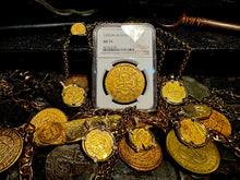 Load image into Gallery viewer, SPAIN 1709/8 PHILIP V 8 ESCUDOS NGC 55 PIRATE GOLD COINS TREASURE DOUBLOON LOOT