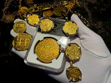 Load image into Gallery viewer, SPAIN 1709/8 PHILIP V 8 ESCUDOS NGC 55 PIRATE GOLD COINS TREASURE DOUBLOON LOOT