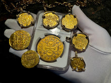 Load image into Gallery viewer, SPAIN 1709/8 PHILIP V 8 ESCUDOS NGC 55 PIRATE GOLD COINS TREASURE DOUBLOON LOOT