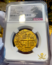 Load image into Gallery viewer, 1715 FLEET SHIPWRECK 1711 8 ESCUDOS NGC 63 PIRATE GOLD COINS TREASURE COB