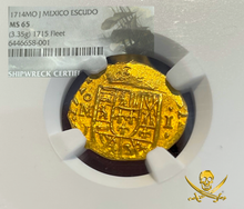 Load image into Gallery viewer, MEXICO 1 ESCUDO 1714 DATED ESCUDO 1715 FLEET SHIPWRECK NGC 65