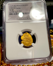 Load image into Gallery viewer, MEXICO 1 ESCUDO 1679-98 JEWELED CROSS &quot;1715 FLEET SHIPWRECK&quot; NGC 45