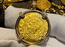 Load image into Gallery viewer, SPAIN 1516-1556 PENDANT W/ DIAMONDS 1 ESCUDO PENDANT TREASURE NECKLACE