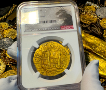 Load image into Gallery viewer, PERU 2ND FINEST KNOWN 1705 8 ESCUDOS &quot;1715 FLEET SHIPWRECK&#39; NGC 63 PIRATE COINS