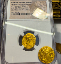 Load image into Gallery viewer, ROMAN IMPERATORIAL &quot;OCTAVIAN&quot; JULIUS CAESAR 43 AD AUREUS NGC F ANCIENT AUGUSTUS