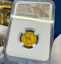 Load image into Gallery viewer, ROMAN EMPIRE &quot;AUGUSTUS&quot; 27BC AUREUS NGC CH VF 5X2 ANCIENT GOLD COINS CAESAR