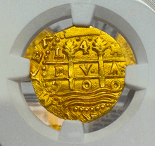 Load image into Gallery viewer, PERU 4 ESCUDOS 1700 FINEST 1715 FLEET SHIPWRECK NGC 63 PIRATE GOLD COINS