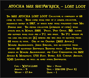 #05 Atocha 1622 Shipwreck "Lost Loot Collection" Bolivia 8 Reales Grade 1 #05