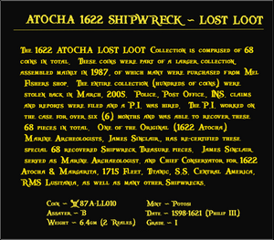 #10 Atocha 1622 Shipwreck "Lost Loot Collection" Bolivia 8 Reales Grade 1 #10