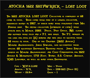 #12 Atocha 1622 Shipwreck "Lost Loot Collection" Bolivia 8 Reales Grade 1 #12