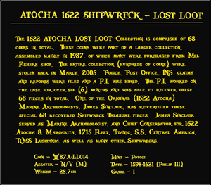 #14 Atocha 1622 Shipwreck "Lost Loot Collection" Bolivia 8 Reales Grade 1 #14