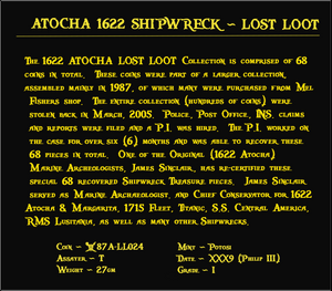 #24 Atocha 1622 Shipwreck "Lost Loot Collection" Bolivia 8 Reales Grade 1 #24