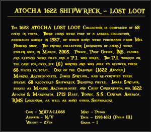 #68 Atocha 1622 Shipwreck "Lost Loot Collection" Bolivia 8 Reales Grade 1 #68