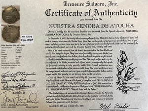 "ATOCHA 1622 SHIPWRECK" BOLIVIA 162X DATED 8 REALES PENDANT JEWLERY NECKLACE