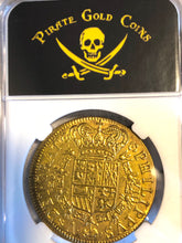 Load image into Gallery viewer, Reproduction Spain 8 Escudos 1701 &quot;Recreation Series&quot; Gold Plated Pirate Gold Coins