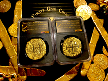 Load image into Gallery viewer, Peru 8 Escudos 1708 Gold Plated Pirate Gold Coins Treasure Collection